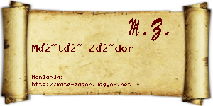 Máté Zádor névjegykártya